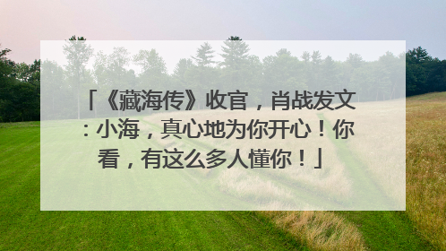 《藏海传》收官，肖战发文：小海，真心地为你开心！你看，有这么多人懂你！
