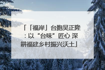 「福岸」台胞吴正隆：以“台味”匠心 深耕福建乡村振兴沃土