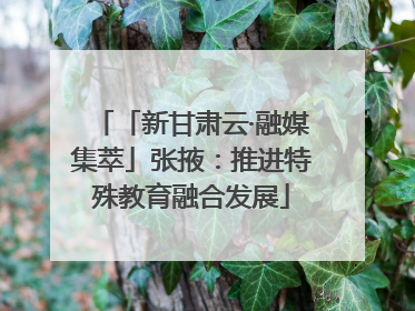 「新甘肃云·融媒集萃」张掖：推进特殊教育融合发展