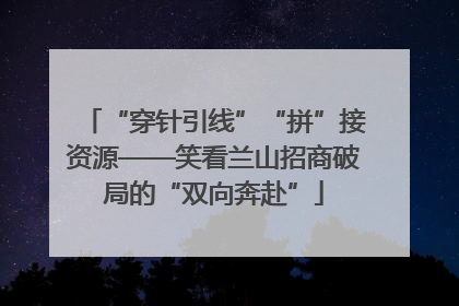 “穿针引线”“拼”接资源——笑看兰山招商破局的“双向奔赴”