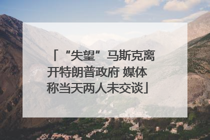 “失望”马斯克离开特朗普政府 媒体称当天两人未交谈