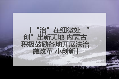 “治”在细微处 “创”出新天地 内蒙古积极鼓励各地开展法治微改革 小创新