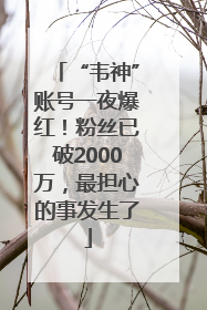 “韦神”账号一夜爆红！粉丝已破2000万，最担心的事发生了