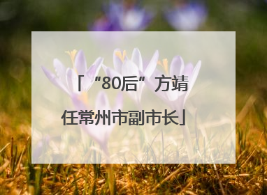 “80后”方靖任常州市副市长