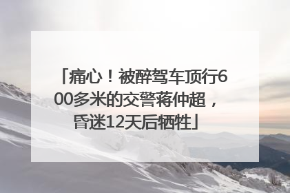 痛心！被醉驾车顶行600多米的交警蒋仲超，昏迷12天后牺牲