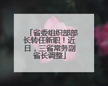 省委组织部部长转任新职！近日，三省常务副省长调整