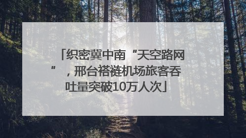 织密冀中南“天空路网”，邢台褡裢机场旅客吞吐量突破10万人次