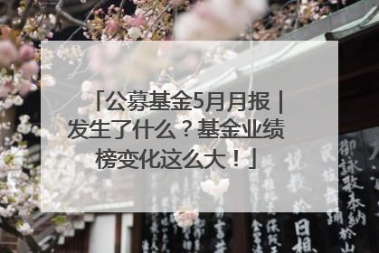 公募基金5月月报｜发生了什么？基金业绩榜变化这么大！