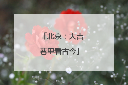 北京：大吉巷里看古今