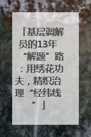 基层调解员的13年“解题”路：用绣花功夫，精织治理“经纬线”