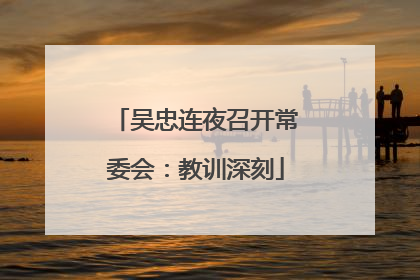 吴忠连夜召开常委会：教训深刻