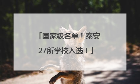 国家级名单！泰安27所学校入选！