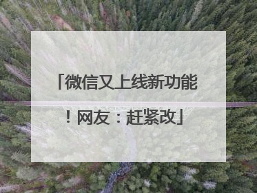 微信又上线新功能！网友：赶紧改