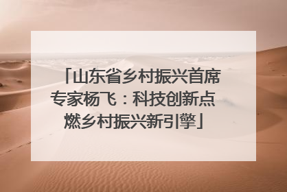 山东省乡村振兴首席专家杨飞：科技创新点燃乡村振兴新引擎
