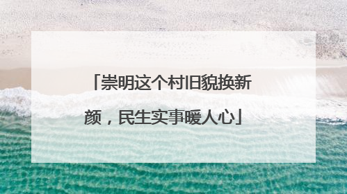 崇明这个村旧貌换新颜，民生实事暖人心