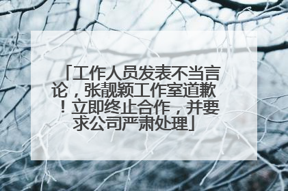 工作人员发表不当言论，张靓颖工作室道歉！立即终止合作，并要求公司严肃处理