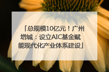 总规模10亿元！广州增城：设立AIC基金赋能现代化产业体系建设