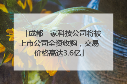 成都一家科技公司将被上市公司全资收购，交易价格高达3.6亿