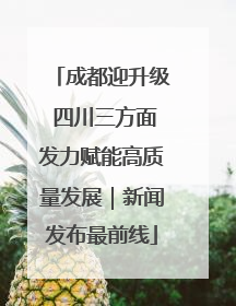 成都迎升级 四川三方面发力赋能高质量发展｜新闻发布最前线