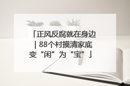 正风反腐就在身边｜88个村摸清家底变“闲”为“宝”