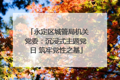 永定区城管局机关党委：沉浸式主题党日 筑牢党性之基