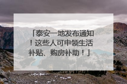 泰安一地发布通知！这些人可申领生活补贴、购房补助！