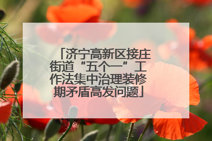 济宁高新区接庄街道“五个一”工作法集中治理装修期矛盾高发问题