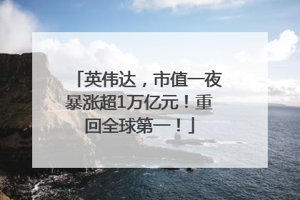 英伟达，市值一夜暴涨超1万亿元！重回全球第一！