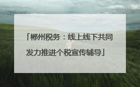 郴州税务：线上线下共同发力推进个税宣传辅导