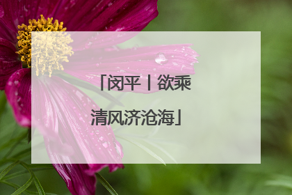闵平丨欲乘清风济沧海