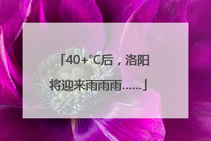 40+℃后，洛阳将迎来雨雨雨……